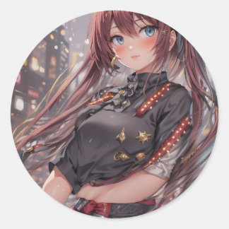Anime Meisje AI Generatief Ronde Sticker