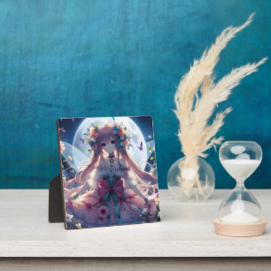 Anime Meisje Bloem Maan Fee Fotoplaat