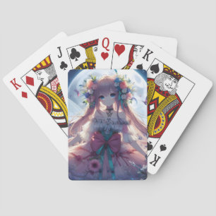 Anime Meisje Bloem Maan Fee Pokerkaarten