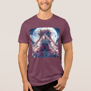 Anime Meisje Bloem Maan Fee Tri-Blend Shirt