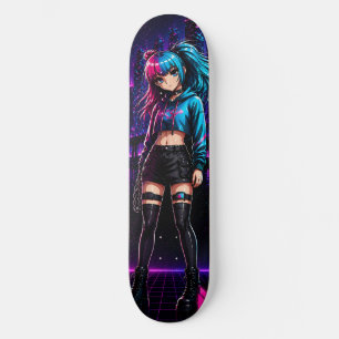 Anime Meisje Cyberpunk Neon Skateboard Dek