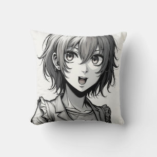 Anime Meisje Dynamisch Karakterontwerp in Acties Kussen