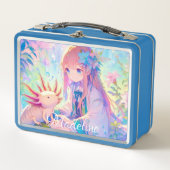 Anime Meisje en Axolotl gepersonaliseerd (Voorkant)