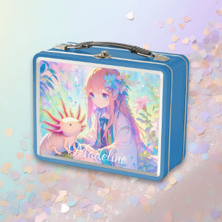 Anime Meisje en Axolotl gepersonaliseerd