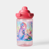 Anime Meisje en Axolotl gepersonaliseerd Waterfles (Achterkant)