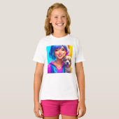Anime meisje en puppy hond t-shirt (Voorkant volledig)