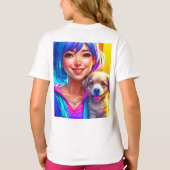 Anime meisje en puppy hond t-shirt (Achterkant)