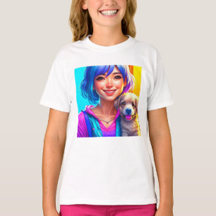 Anime meisje en puppy hond t-shirt