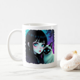 Anime Meisje en Siamese Kat Citaat Koffiemok