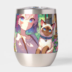 Anime Meisje en Siamese Kat Gepersonaliseerd
