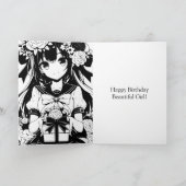 Anime Meisje en Vlinder Verjaardag Kleur Pagina Kaart (Binnen)