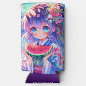  anime meisje eten watermeloen (Achterkant)