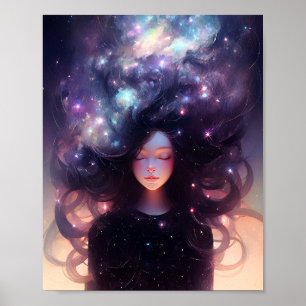 Anime meisje gemaakt van sterren poster
