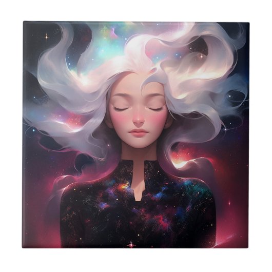 Anime meisje gemaakt van sterren tegeltje (Voorkant)