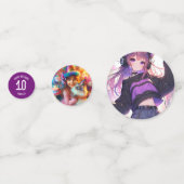 anime meisje gepersonaliseerde verjaardag confetti (Voorkanten)