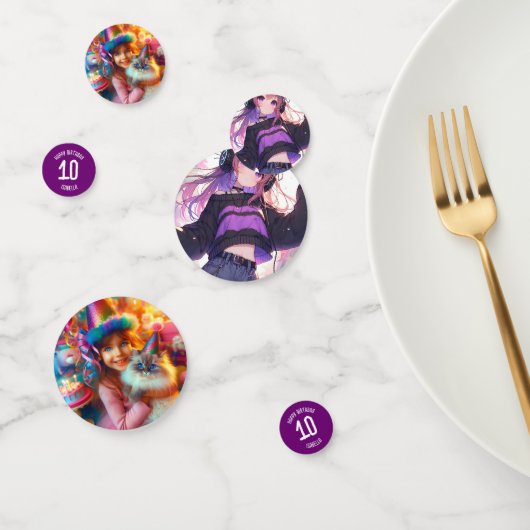 anime meisje gepersonaliseerde verjaardag confetti (Groep)