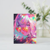 Anime meisje harten briefkaart (Staand voorkant)