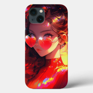 Anime meisje harten iPhone 13 hoesje