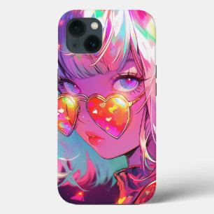 Anime meisje harten iPhone 13 hoesje