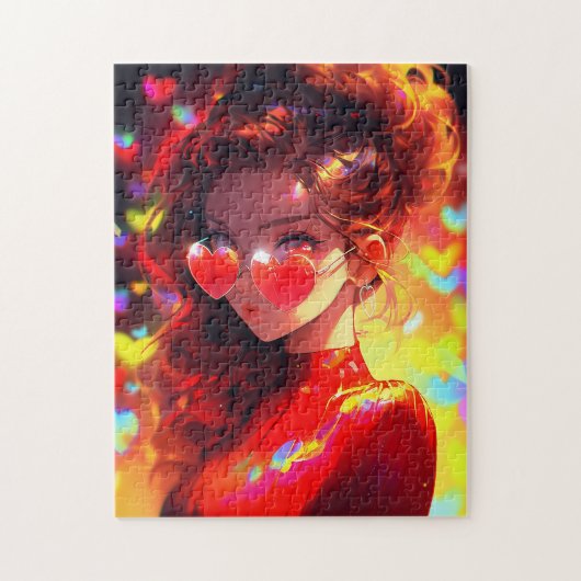 Anime meisje harten legpuzzel (Verticaal)