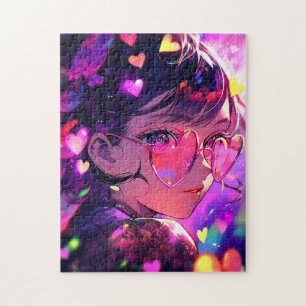 Anime meisje harten legpuzzel