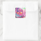 Anime meisje harten vierkante sticker (Tas)