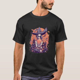 Anime Meisje Heks Pet Halloween Kostuum Otaku Vrou T-shirt