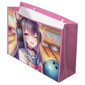  anime meisje in bowling verjaardagsfeestje groot cadeauzakje (Voorkant Gekanteld)