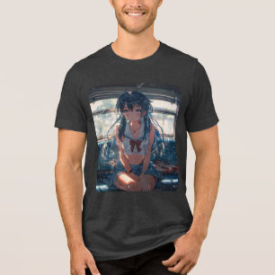 Anime Meisje in de Trein Tri-Blend Shirt