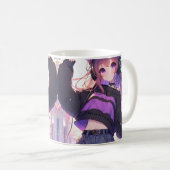 Anime Meisje in Hoofdtelefoon met Kattenoren Koffiemok (Voorkant rechts)