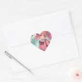  anime meisje in roze vlechten hart sticker (Envelop)