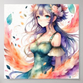 Anime meisje kunstwerk poster (Voorkant)