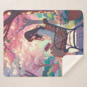 Anime Meisje Lezen in het Park Sherpa Deken (Voorkant (horizontaal))