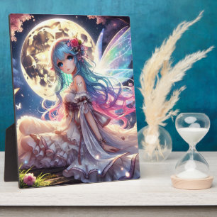 Anime meisje maan fee prinses in tuin fotoplaat