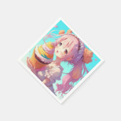 Anime meisje met fantasievolle cupcake verjaardag servet (Hoek)