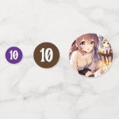 anime meisje met kitten en verjaardagstaart confetti (Voorkanten)