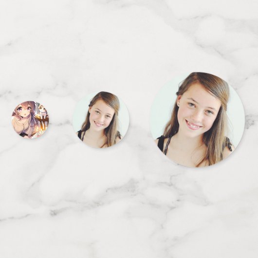 anime meisje met kitten en verjaardagstaart confetti (Achterkanten)