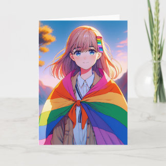 Anime Meisje met LGBTQIA+ Cape Blank Kaart