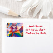 Anime Meisje met LGBTQIA+ Cape Etiket (Insitu)