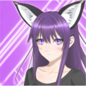 Anime Meisje met Paarse Haar en Ogen Sticker (Voorkant)