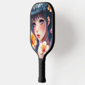  anime meisje met Paarse ogen gepersonaliseerd Pickleball Paddle (Links)