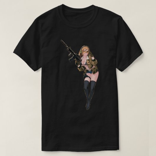 anime meisje met pistool t-shirt (Design voorkant)