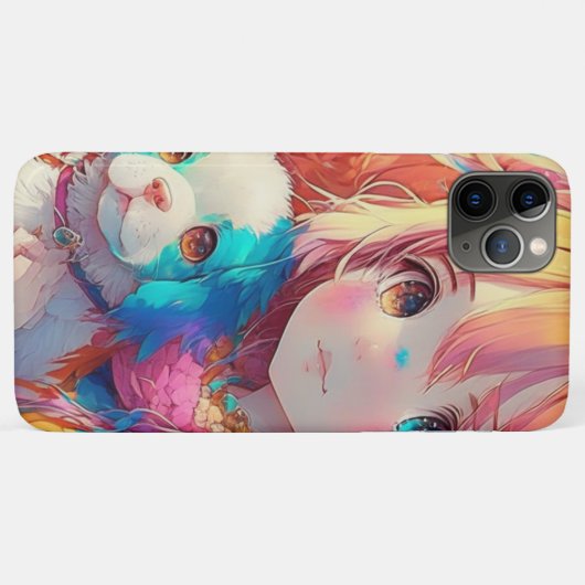 Anime Meisje met Puppy Case-Mate iPhone Case (Achterkant (horizontaal))