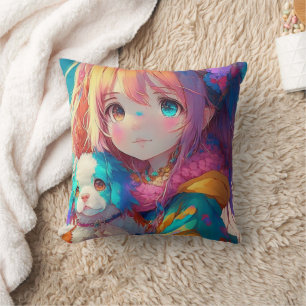 Anime meisje met puppy kussen