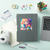 Anime Meisje met Puppy Sticker (iPad Cover)