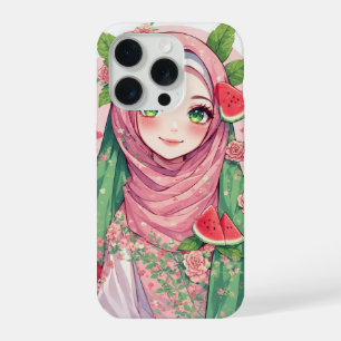 Anime Meisje met Watermeloen – Floral iPhone 15 Ho Pro Hoesje