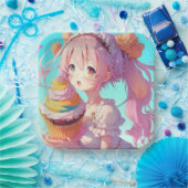 Anime Meisje met Whimsical Cupcake Verjaardag Papieren Bordje (Feest)