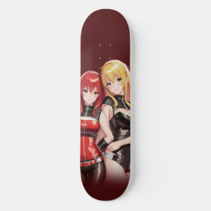 Anime meisje op skateboard in bruine kleur