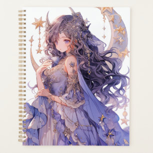 Anime Meisje Paarse Maan Prinses Fantasy Kunst Planner