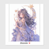 Anime Meisje Paarse Maan Prinses Fantasy Kunst Sticker (Vel)